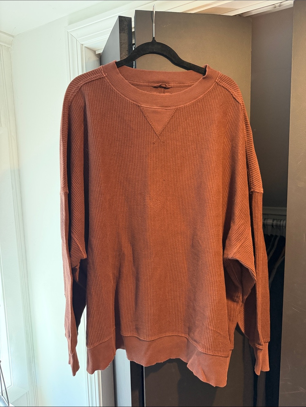 aerie Women's Oversized Thermal Crewneck Sweatshirt - Rust